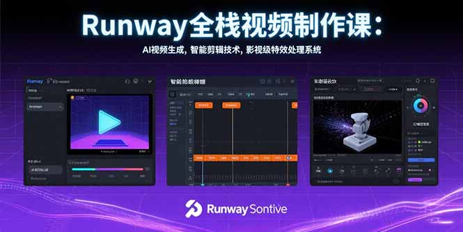 Runway全栈视频制作课：AI视频生成，智能剪辑技术，影视级特效处理系统-奇奇网创