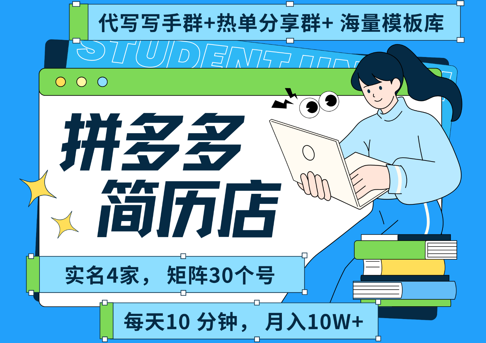 拼多多电商 拼多多 虚拟资料 简历 海报代写 全SOP流程 毫无保留分享(含后端资料)-奇奇网创