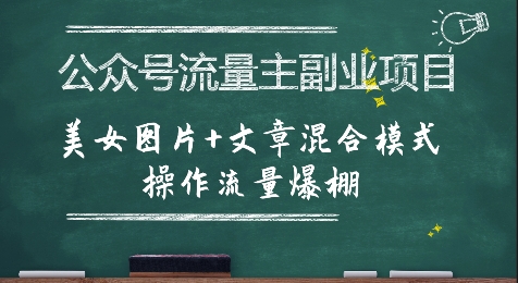 公众号流量主副业项目，美女图片+文章混合模式操作流量爆棚-奇奇网创