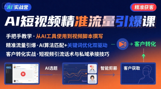 AI+短视频引爆精准客户实战营，手把手教你引爆Ai短视频精准流量-奇奇网创