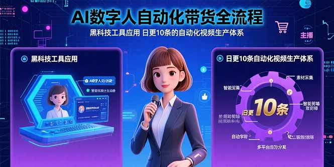 AI数字人自动化带货全流程：黑科技工具应用 日更10条的自动化视频生产体系-奇奇网创