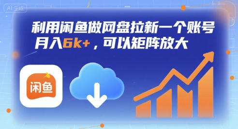 利用闲鱼做网盘拉新一个账号，月入6k+，可以矩阵放大-奇奇网创
