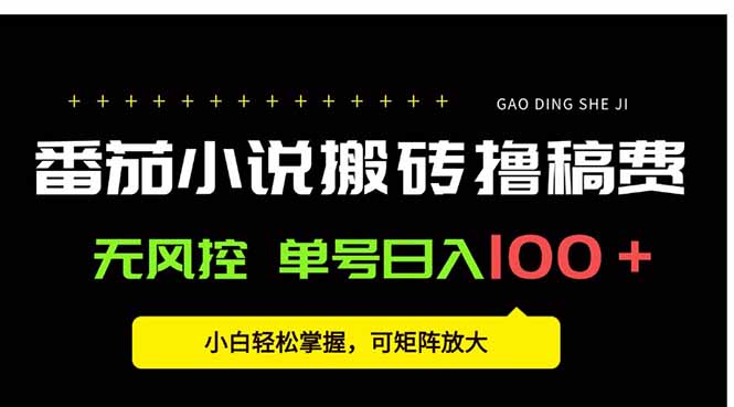 番茄小说创作人搬砖赚稿费，无风控单号日入100＋，小白轻松掌握，可矩…-奇奇网创