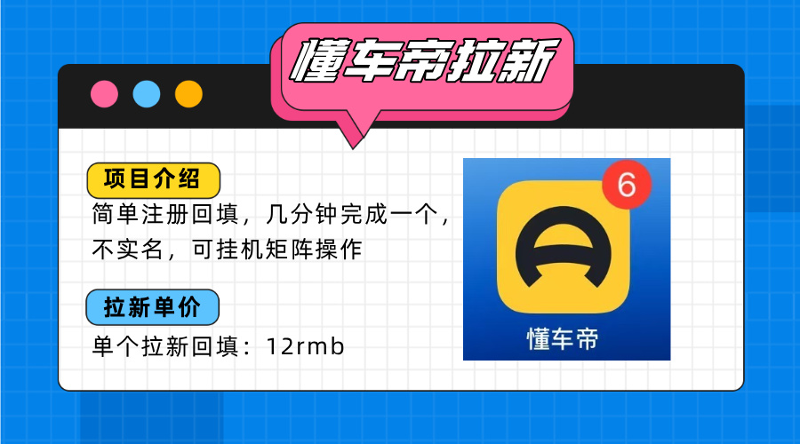 懂车帝邪修拉新玩法，简单注册回填，不sm，单个拉新12rmb，轻松日入200+-奇奇网创
