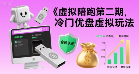 虚拟陪跑第二期，冷门优盘虚拟玩法，不违规，利润可观-奇奇网创
