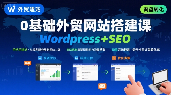 WordPress外贸建站+SEO优化课程，手把手教你从0到1搭建可获得询盘的外贸网站-奇奇网创