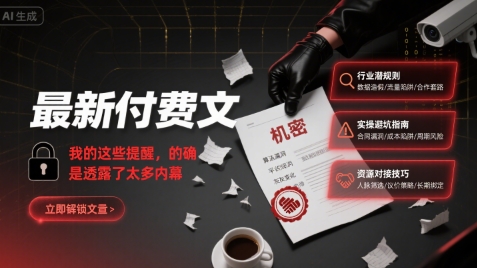 最新付费文：我的这些提醒，的确是透露了太多内幕-奇奇网创