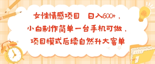 女性情感项目 小白制作简单一台手机可做 项目模式后续自然升大客单 日入6张-奇奇网创