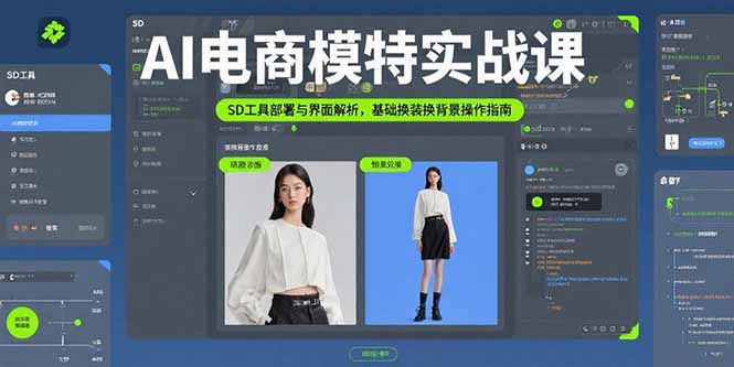 AI电商模特实战课，SD工具部署与界面解析，基础换装换背景操作指南-奇奇网创