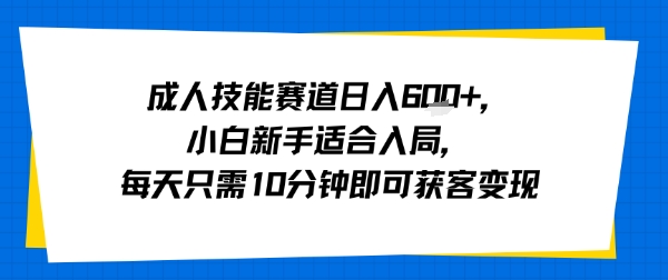 成人技能赛道日入多张，小白新手适合入局，每天只需10分钟即可获客变现-奇奇网创