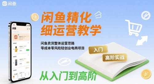 闲鱼精细化运营入门+高阶实战教学，闲鱼卖货整体运营思路，零成本零风险轻创业电商项目-奇奇网创
