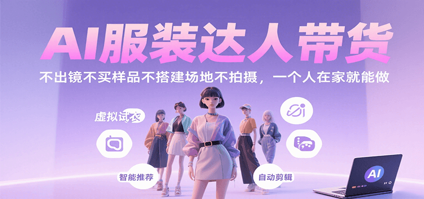 AI服装达人带货，不出镜不买样品不搭建场地不拍摄，一个人在家就能做-奇奇网创