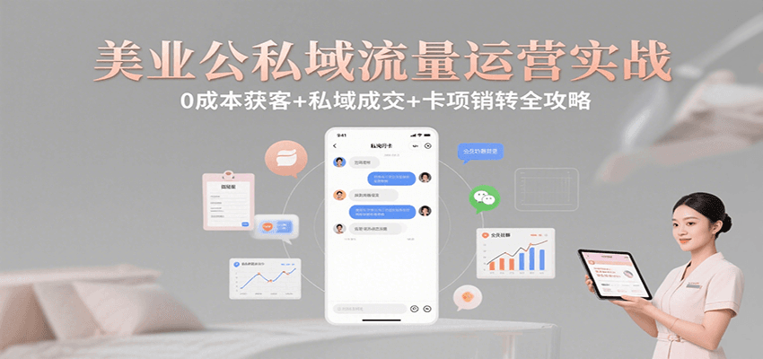 美业公私域流量运营实战：0成本获客+私域成交+卡项销转全攻略-奇奇网创