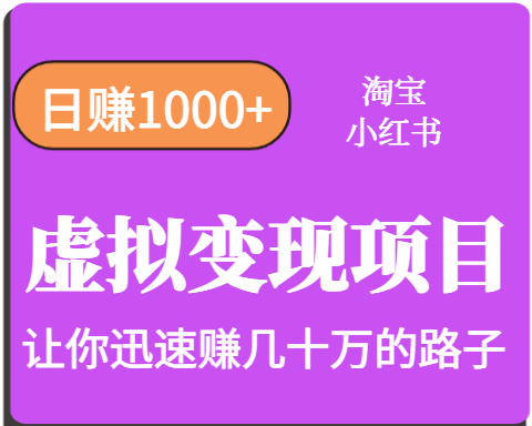 淘宝OR小红书虚拟变现，日赚1000+，多账号操作年收入几十W不等-奇奇网创