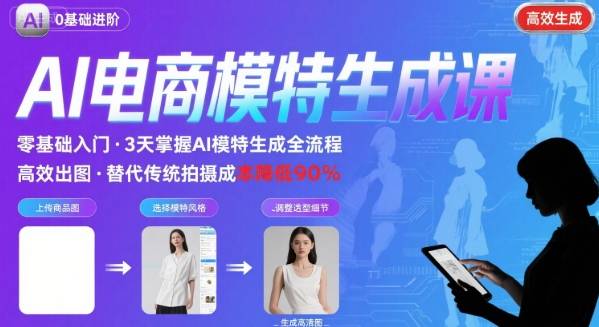 AI模特进阶课程，0基础高效生成逼真电商模特图-奇奇网创