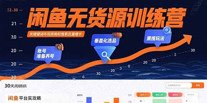 闲鱼无货源训练营：账号准备养号/垂直化选品/黑搜玩法，0基础30天盈利指南-奇奇网创