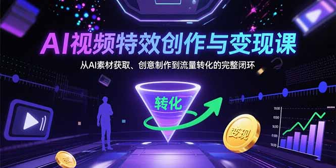 AI视频特效创作与变现课：从AI素材获取、创意制作到流量转化的完整闭环-奇奇网创