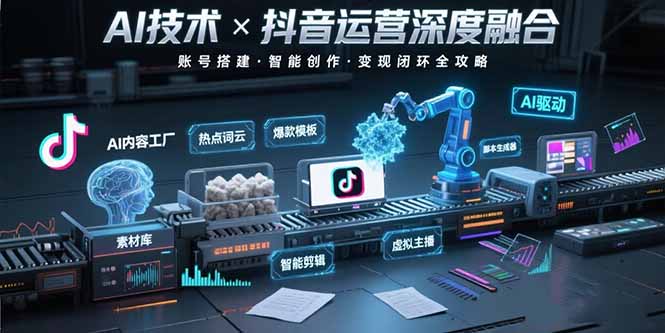 AI技术与抖音运营的深度融合应用：涵盖账号搭建、内容创作、收益变现等-奇奇网创
