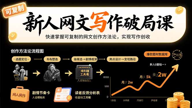 新人网文写作破局课：快速掌握可复制的网文创作方法论，实现写作创收-奇奇网创