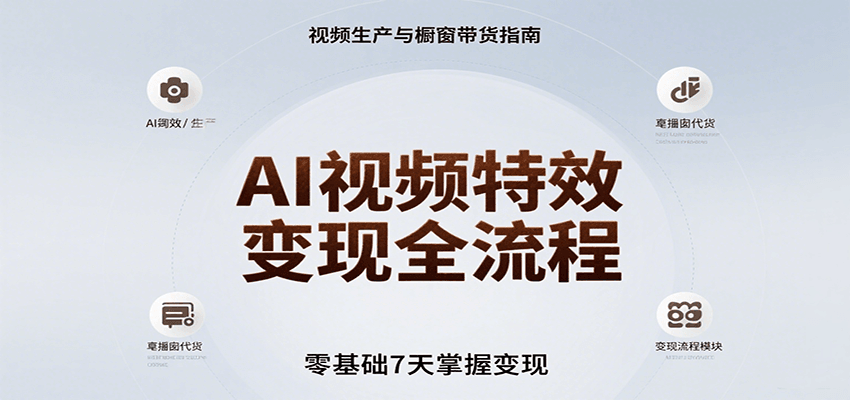 AI视频特效变现全流程，零基础7天掌握视频生产到橱窗带货变现-奇奇网创