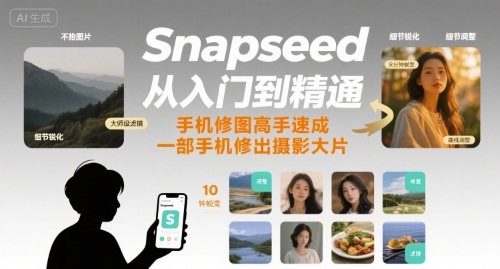 Snapseed从入门到精通，手机修图高手速成，一部手机就能修出摄影大片-奇奇网创
