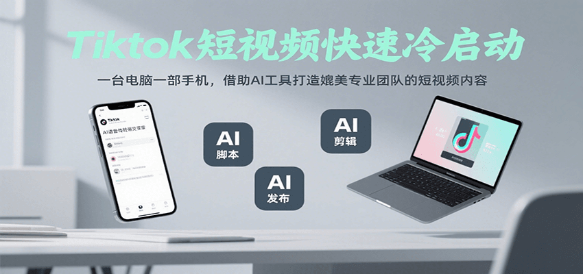 Tiktok短视频快速冷启动，一台电脑一部手机，借助AI工具打造媲美专业团队的短视频内容-奇奇网创