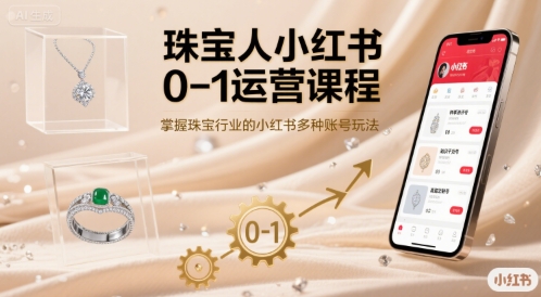 珠宝人小红书0-1运营课程，掌握珠宝行业的小红书多种账号玩法-奇奇网创