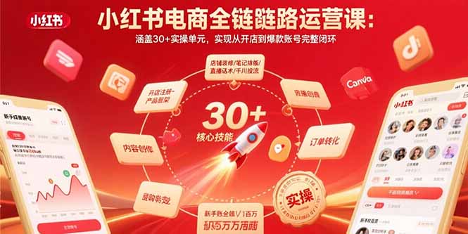 小红书电商全链路运营课：涵盖30+实操单元，实现从开店到爆款账号完整闭环-奇奇网创