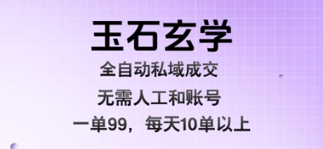 玉石玄学全自动私域成交，一单99每天十单以上，无需人工和矩阵账号，蓝海项目直接干【揭秘】-奇奇网创