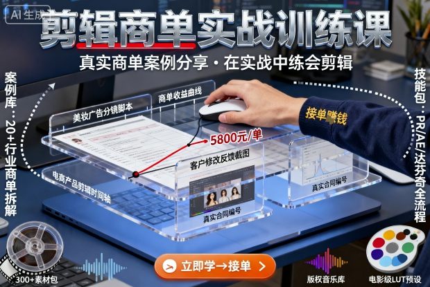 剪辑商单实战训练课，真实商单案例分享，在实战中练会剪辑-奇奇网创