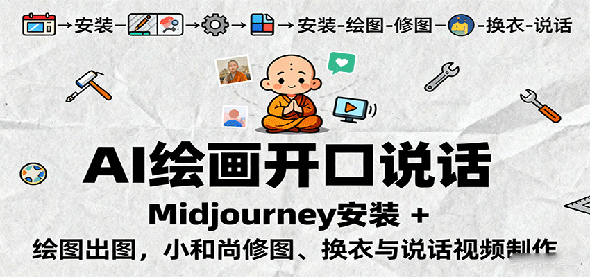 AI绘画开口说话,Midjourney安装 + 绘图出图,小和尚修图、换衣与说话视频制作-奇奇网创