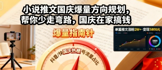 小说推文国庆爆量方向规划，帮你少走弯路，国庆在家搞钱-奇奇网创