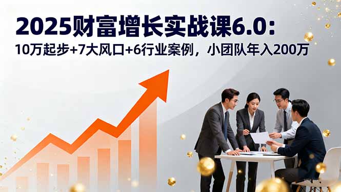2025财富增长实战课6.0：10万起步+7大风口+6行业案例，小团队年入200万-奇奇网创