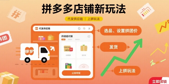 拼多多店铺新玩法，代发供应链上拼玩法-奇奇网创