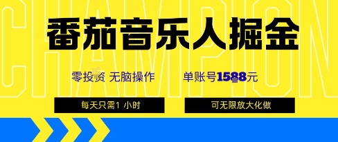 番茄音乐人掘金，单账号最高可撸1k+，可无限矩阵去做，零投入-奇奇网创