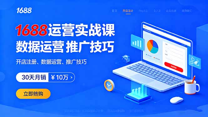 1688运营实战课：开店注册、数据运营、推广技巧，30天月销破10万+-奇奇网创