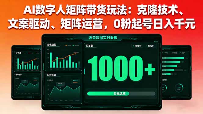 AI数字人矩阵带货玩法：克隆技术、文案驱动、矩阵运营，0粉起号日入千元-奇奇网创