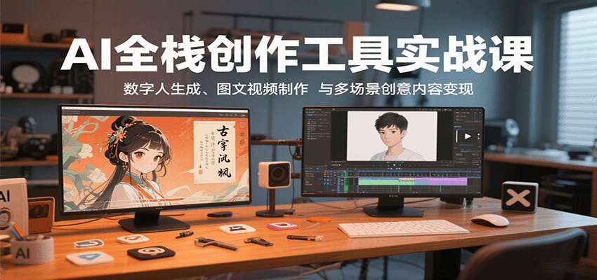 AI全栈创作工具实战课：数字人生成、图文视频制作与多场景创意内容变现-奇奇网创