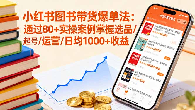 小红书图书带货爆单法：通过80+实操案例掌握选品/起号/运营/日均1000+收益-奇奇网创