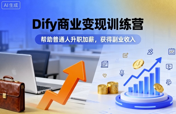 Dify商业变现训练营，帮助普通人升职加薪，获得副业收入-奇奇网创