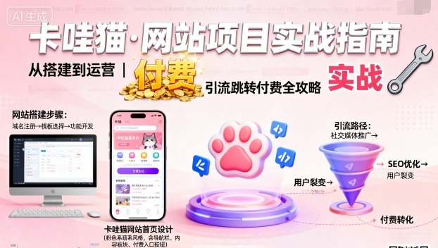 卡哇猫·网站项目，网站搭建与运营以及引流跳转付费-奇奇网创