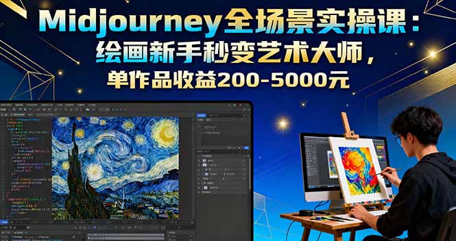 Midjourney全场景实操课：绘画新手秒变艺术大师，单作品收益200-5000元-奇奇网创