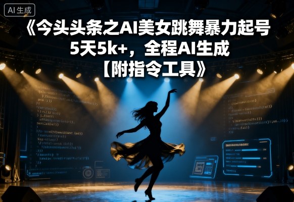 今日头条之AI美女跳舞暴力起号，5天1k+，全程AI生成【附指令工具】-奇奇网创
