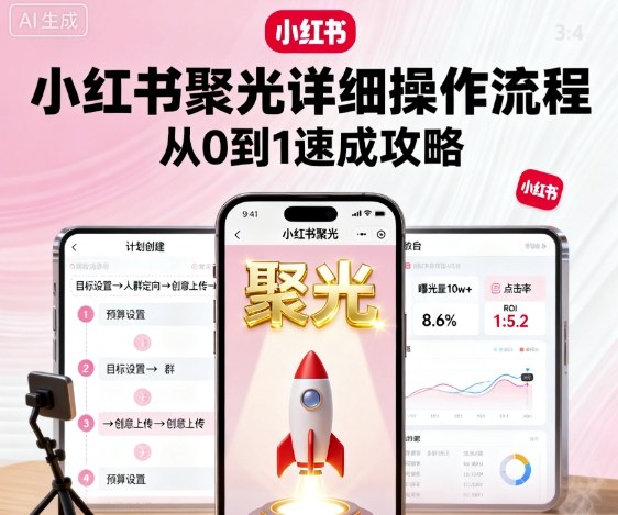 小红书聚光详细操作流程，小红书聚光从0到1速成攻略-奇奇网创