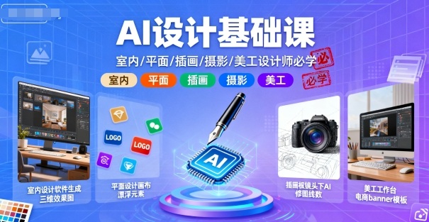 AI设计基础课，室内、平面、插画、摄影、美工设计师必学的-奇奇网创