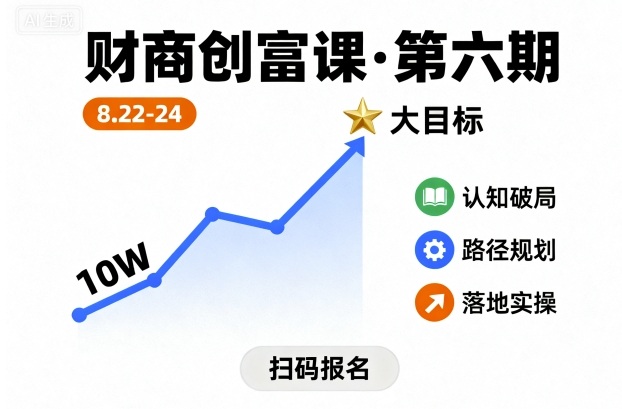 财商创富课第六期8月22-24号，如何从10W起步，一步步实现大目标-奇奇网创