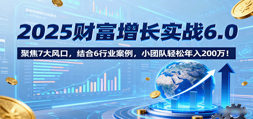 2025财富增长实战6.0，聚焦7大风口，结合6行业案例，小团队轻松年入200万！-奇奇网创