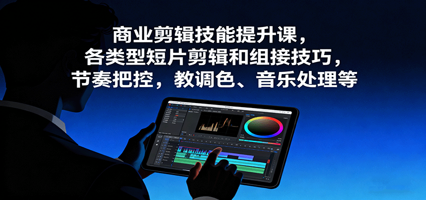 商业剪辑技能提升课，各类型短片剪辑和组接技巧，节奏把控，教调色、音乐处理等-奇奇网创