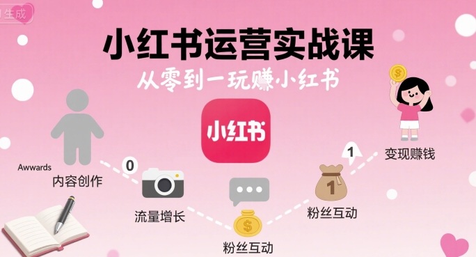 小红书运营实战课，从零到一玩賺小红书-奇奇网创