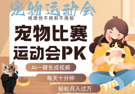 AI一键生成宠物比赛运动会PK视频，纯原创不用剪不用拍，每天十分钟，轻松月入过1W+-奇奇网创